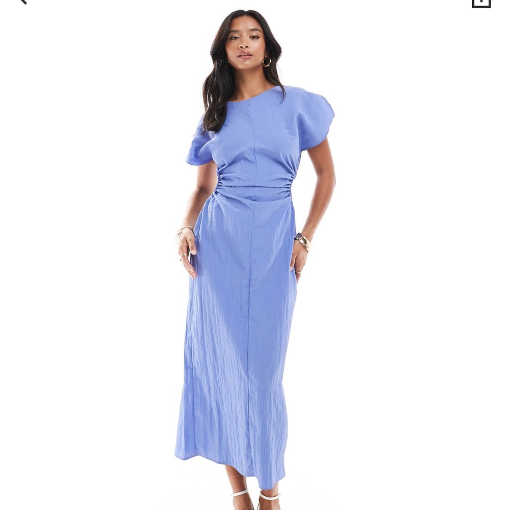 NEW - ASOS DESIGN Petite split cap sleeve cut out midi dress